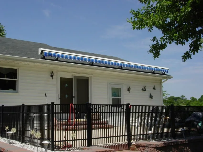 Roof-mounted retractable awning on a Pennsylvania home